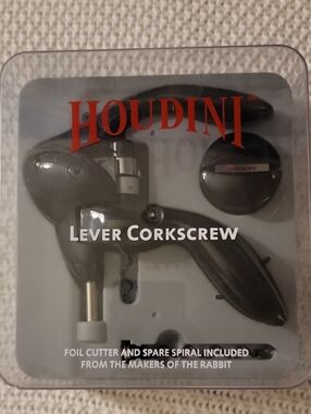 Houdini Lever Corkscrew Foil Cutter And Spare Spiral Included
